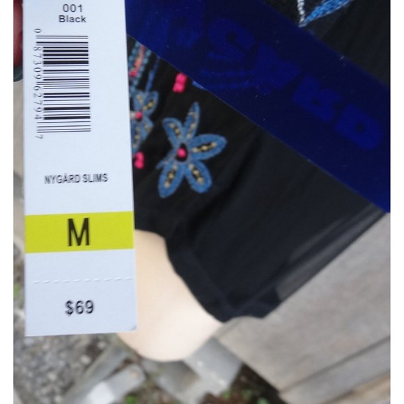 Stunning Heavily Embroidered Black Blue Pink Boho Lace Blouse M NWT Washable - Picture 6 of 8